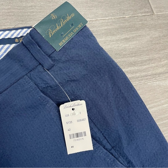 NWT Brooks Brothers Bermuda Shorts Seersucker Blue Men’s 44 Preppy 100064821 - Picture 8 of 15